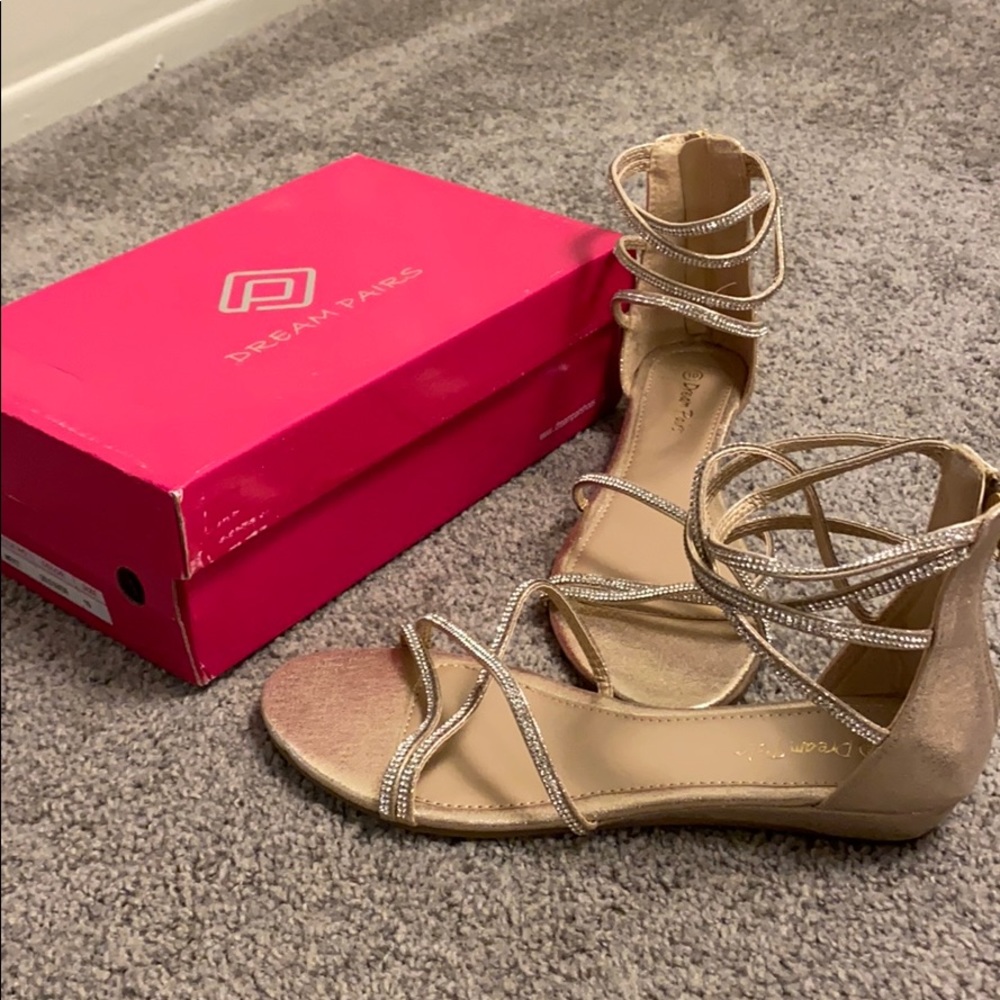 Gold suede Dream Pairs flats.